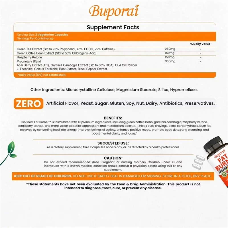 Fat Burner Capsules - Healthy  - Green Tea Extract Fat recension och pris